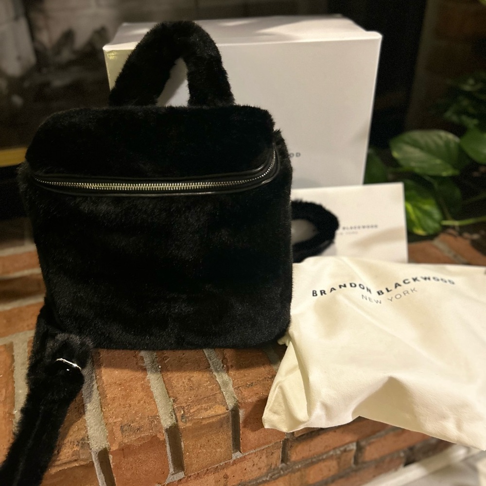 Brandon Blackwood Luxe Black Faux Fur Backpack